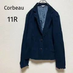 コルボー【11R】M〜L テーラードジャケット　グリーン系　フリルデザイン