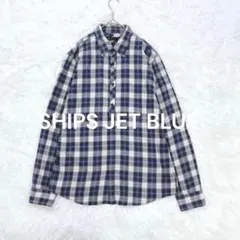シップスジェットブルー ボタンダウンシャツ M ネイビー チェック柄 カジュアルのサムネイル