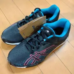 新品ASICSアシックス２１．５レーザービームキッズスニーカー黒青子供用