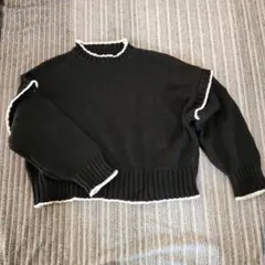 ローゲージ配色ピコ編みニットプルオーバー セーター