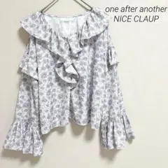 ワンアフターアナザーナイスクラップ　フリルブラウス　長袖　総柄　花柄　F