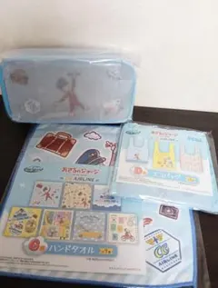 おさるのジョージ　くじ　エコバッグ　トラベルポーチ　タオル3点セット 　ブルー