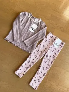 ZARAベイビー　レギンス　トップス　2点セット！　フリルレース　フラワー　新品
