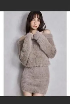 GYDA オフショルシャギーニットワンピース