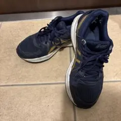 ASICS ネイビー ゴールド スニーカー　25.5cm