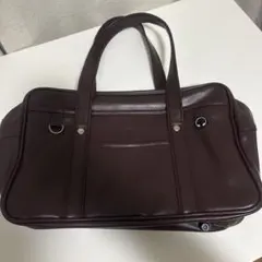 ダークブラウン トートバッグ 外ポケット付き