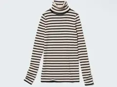 ユニクロ メリノリブタートルネック ボーダー Ｌ