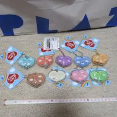 タグ付き　ケアベア　ハート型オイルチャーム　9種コンプセット