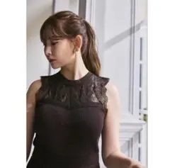 【美品】ハーリップトゥ　Pleated Lace Knit Dressワンピース