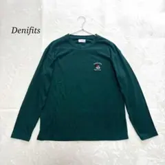 【Denifits】長袖トップス　メンズ　L　刺繍ロゴ　グリーン