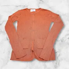 zara kids リブニット　カーディガン　オレンジ系　160