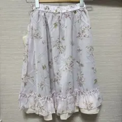 【新品】アクシーズファム 花柄 2段フリルスカート ラベンダーピンク