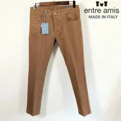 新品 entre amis イタリア製 ジーンズ テーパード スリム 茶 44のサムネイル