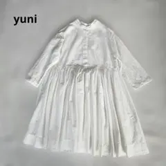 buoybuoy 総柄刺繍 ギャザー切替 チュニックシャツ Fサイドリボン 
