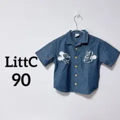 Littc リトシー　しまむら　シャツ　デニムシャツ　ミッキーミニー　90