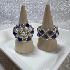 ハンドメイド　ビーズリング　2個セット　90