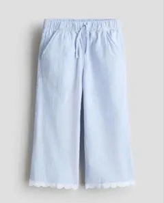 H&M レーストリムシアサッカーパンツ　ストライプ　コットン