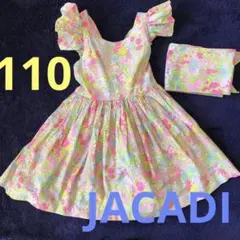 JACADI 花柄ノースリーブワンピースベルト付き 110cm