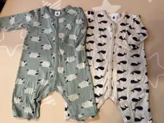 プチバトー　羊とクジラのロンパース2点セット