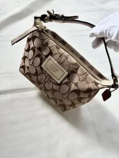 Coach brown signature accessory pouch