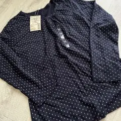 無印良品 ギャザー使い長袖Tシャツ 水玉 140 新品 タグ付き