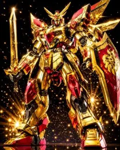 デジタルアートロボットゴールド剣士ポスターa4額付き発送紙沢光