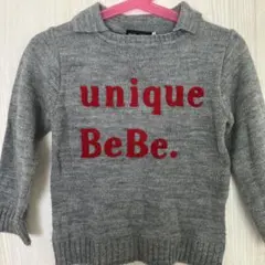 【BeBe】グレーの襟付きニットセーター