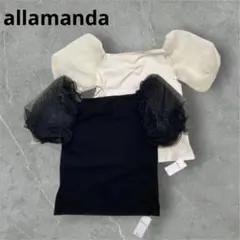 新品【allamanda】パフスリーブ シースルーリブ ドット M 2色セットのサムネイル