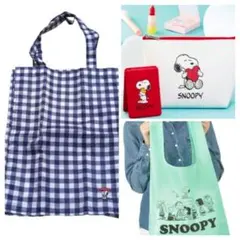 【未使用】SNOOPY　スクエアバック　ポーチ＆ミラー　エコバック　3点