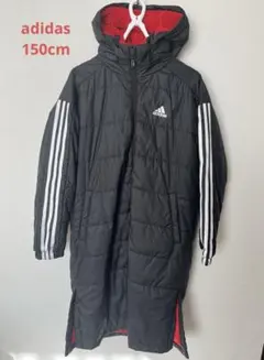 美品☆adidas☆ベンチコート☆ブラック/レッド☆150cm
