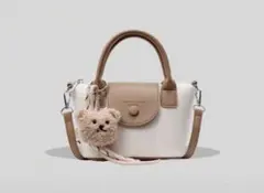 【~8/9sale】ミニショルダー ハンドバッグ ホワイト×ベージュ FIDEAのサムネイル