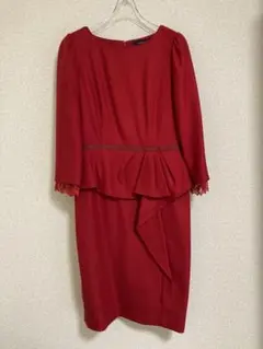 最終価格　ジャスグリッティー JUSGLITTY ペプラム ワンピース　赤　S