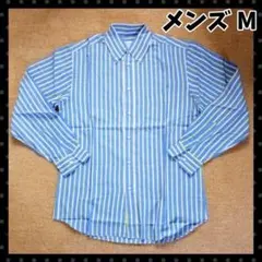 ボタンダウン 長袖 ワイシャツ Yシャツ メンズ M ワークシャツ ストライプ