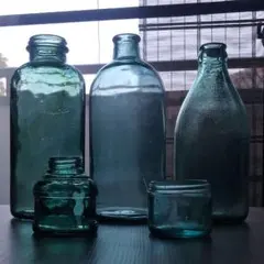 レトロ瓶 青緑色の瓶 5本セット①