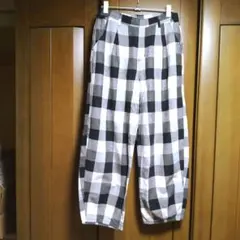 スタディオクリップ　リネン混パンツ　Ｌ　ブロックチェックのサムネイル