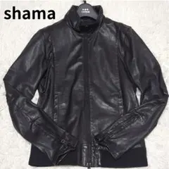 シャマ カウレザー シングルライダース 40 黒 ダブルジップ レザー