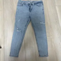 ZARA ダメージ加工 デニムパンツ ライトブルー EUR44
