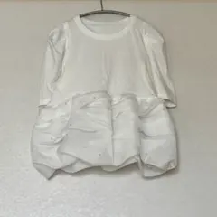 Deux Amourフリル装飾 半袖Tシャツ ホワイト M-Lのサムネイル