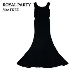 ROYAL PARTY ブラックノースリーブニットロングワンピース