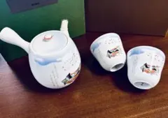 深川製磁 新春御題 歌 小野小町 平安 宮内庁御用達　茶器セット