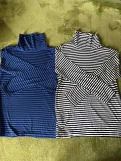 ユニクロ　キッズ　ヒートテック　タートルネックT　130　ボーダー　2枚セット