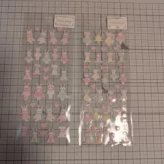 フロッキーステッカー　うさぎ　ねこ ２枚セット