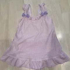 女の子用ピンクチェック水着