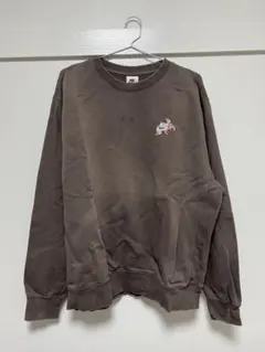 NIKE スウェット トレーナー ブラウン 刺繍ロゴ 花 古着