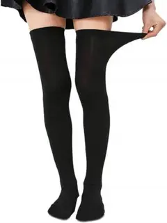 ニーハイ ソックス ブラック フリーサイズ 男女兼用