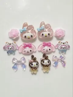 ネイルパーツ　マイメロ　8個　おまけリボンお花パーツ付き♡