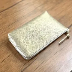 通帳ケース 通帳入れ ポーチ 【スリムポケット カード3〜4枚】本革 新品 金色