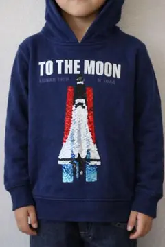 H&M キッズ 110 パーカー ネイビー ロケット　スパンコール