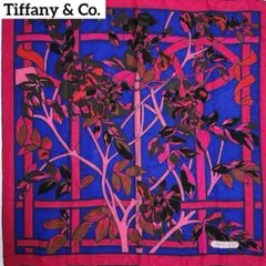 Tiffany ティファニー スカーフ 大判 木 木の実 ピンク ブルー.のサムネイル