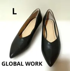 新品☆GLOBAL WORK ポインテッドトゥ パンプス らくっション 黒 Lのサムネイル